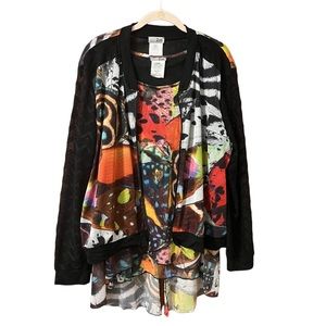 Zoe LTD Top and Cardigan Butterfly Print Size XL